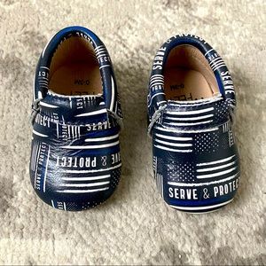 🌻 Monkey Feet Thin Blue Line Baby Shoes - 0-3 month